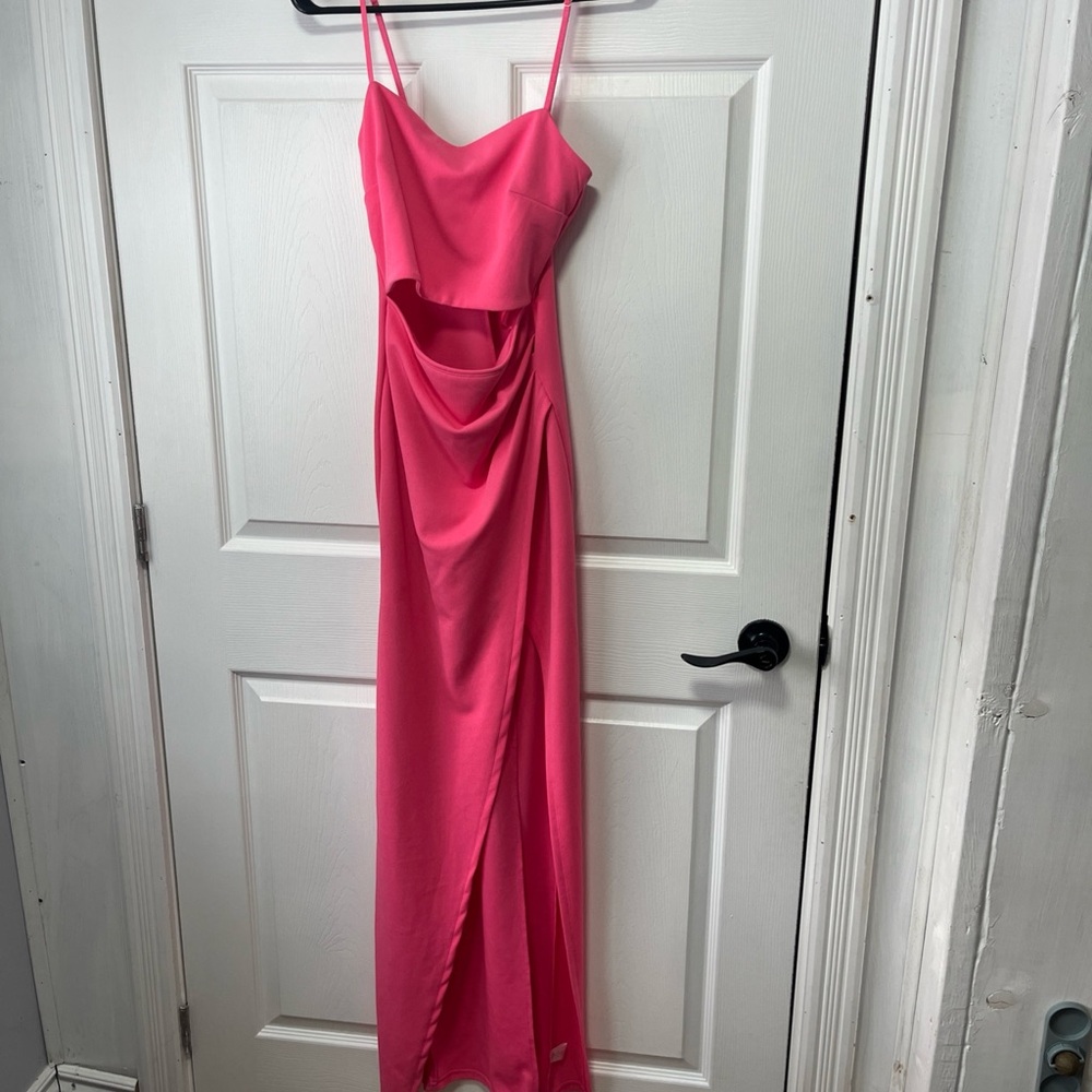 EMERALD SUNDAE Women Pink Crossover High Slit Sleeveless Sheath Dress XS